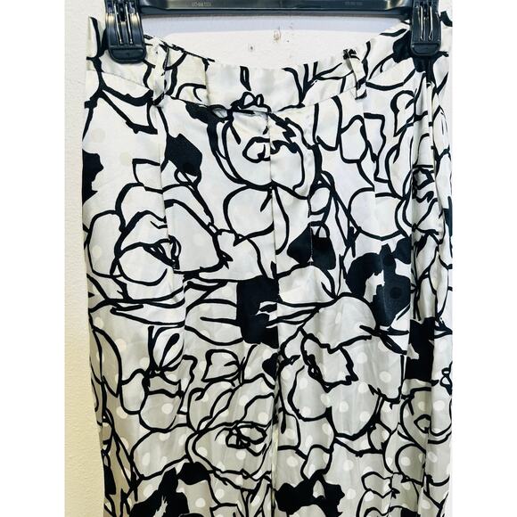 RONNY KOBO Black White Floral Printed Beachy Front Zip Button Fly Trouser Size 6 - Picture 10 of 14
